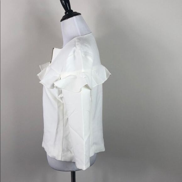 Lightweight Ruffle Jacket Ivory Zip Up - Picture 7 of 9